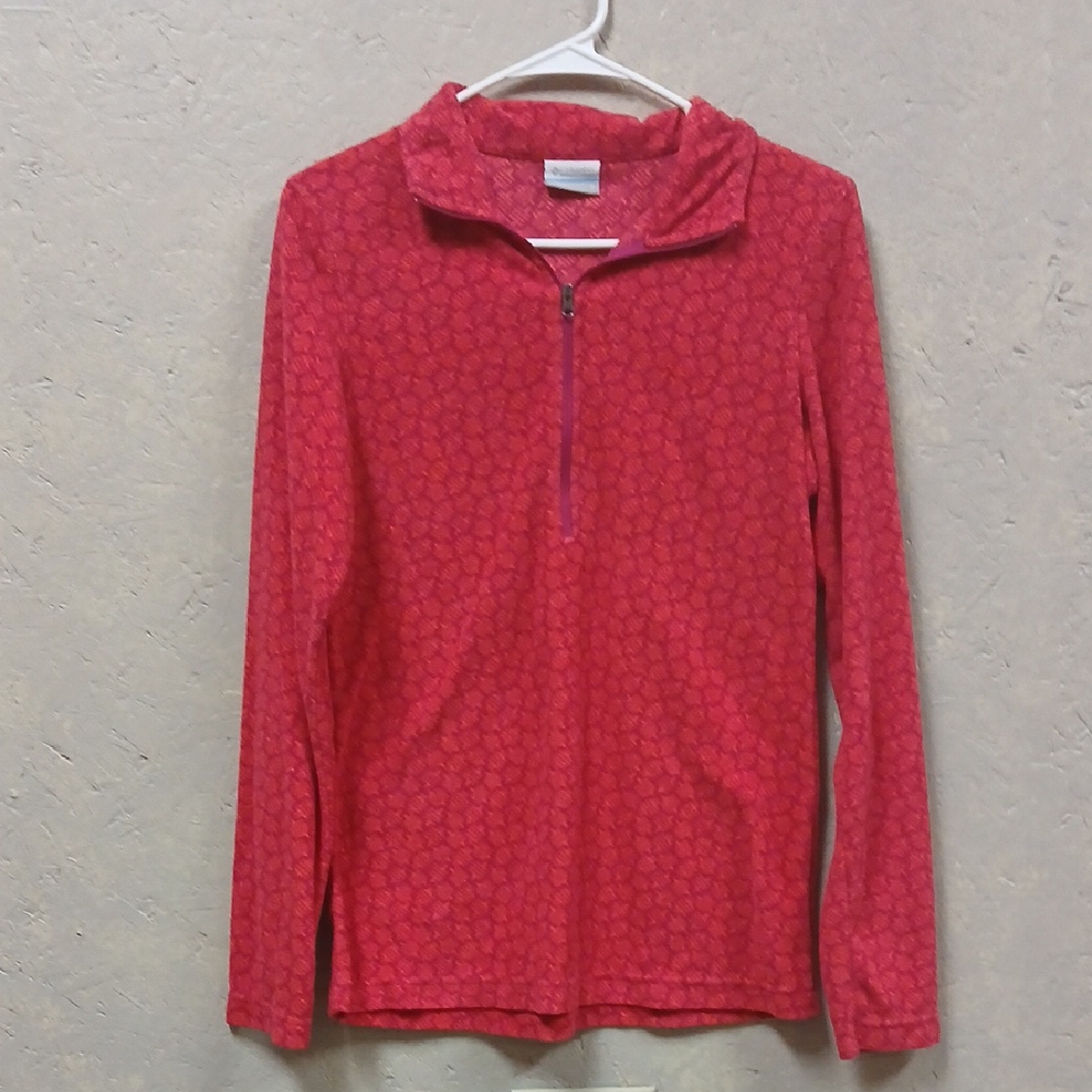 Columbia Pink And Red Patterned Half Zip Pullover